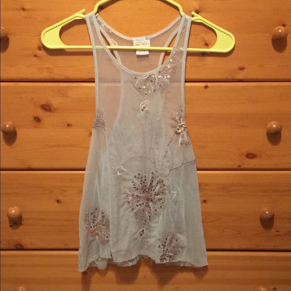 Free People Sheer Embroidered Tank